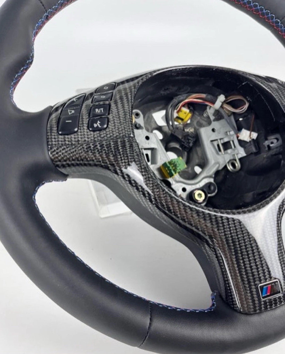 BMW E46 M SPORT LEATHER STEERING WHEEL WITH MULTIFUNCTION, OEM, BRAND NEW